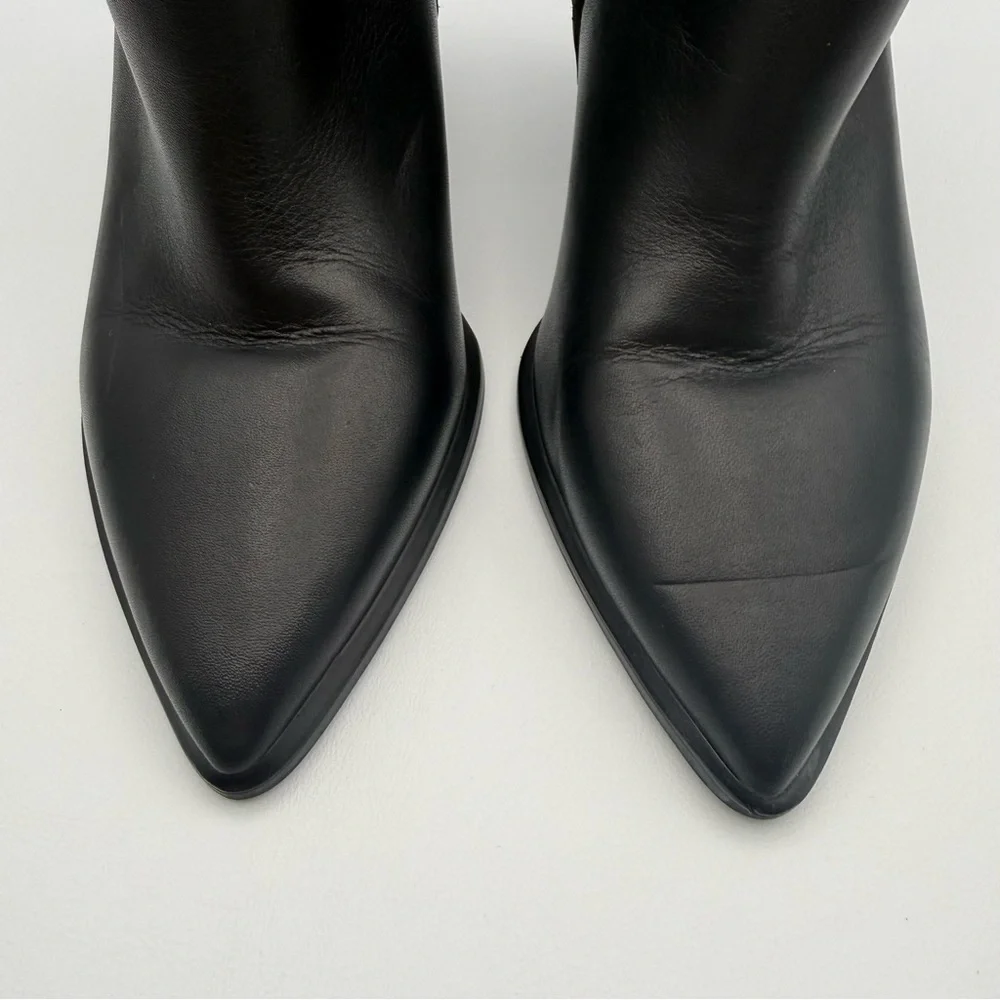 MARC FISHER Mariel Black Point Toe Leather Ankle Boots Size 6 Western Festival